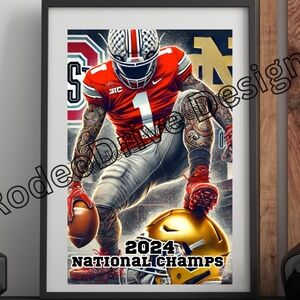 2024 NCAA NATIONAL CHAMPIONS OHIO STATE POSTER 11x17 Art Print BUCKEYES FOOTBALL